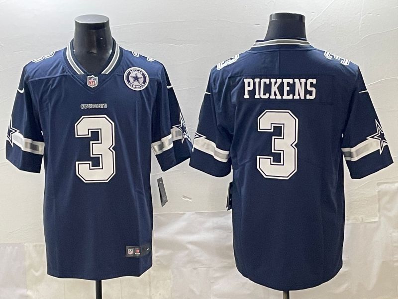 Men 2025 Dallas Cowboys #3 Pickens Drak Blue Nike Limited NFL Jersey style 2->dallas cowboys->NFL Jersey